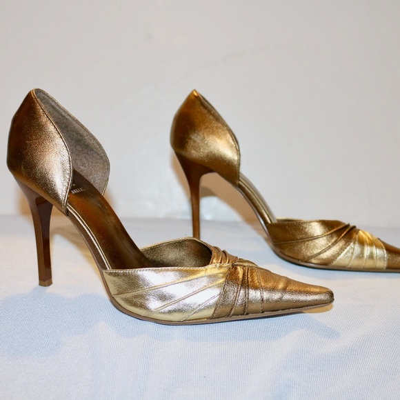 Bakers Shoes - Bakers Penelope Gold Brown Metallic Pointed Heels